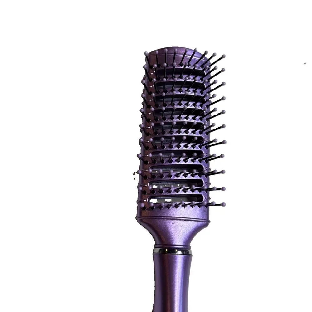 Purple Hairbrush Set Round blow Out Brush and Clips and Hair Ties Ponytalis New